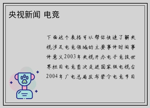 央视新闻 电竞